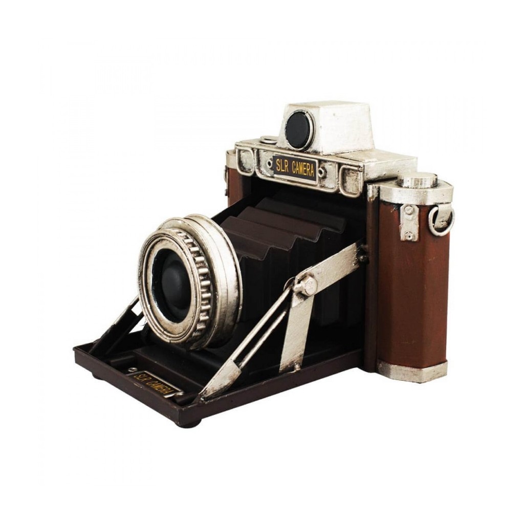 Câmera Antiga Marrom 15x16x18cm Estilo Retrô - Vintage