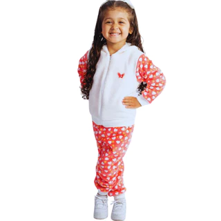Conjunto Menina Infantil Inverno 2024 Borboleta Peluciado Quentinho