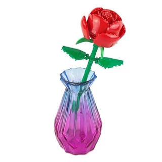 FLORES - MODELO ROSA/VERMELHA -ML07 MICRO BLOCO - SIMILAR - PETIT BLOCK - MINI "LEGO"