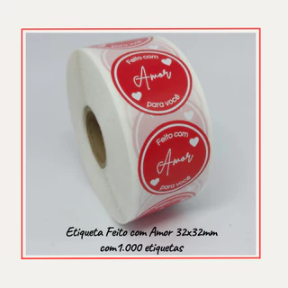 Etiquetas Adesivas Feito Com Amor Para Você Vermelho
