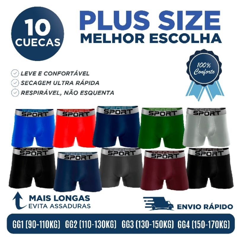 Cueca Plus Size Boxer 10 unidades | Shopee Brasil