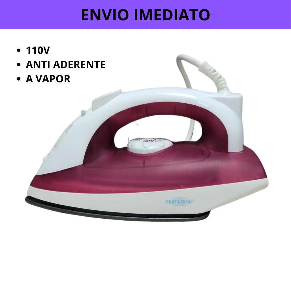 Ferro de Passar Roupa Continetal a Vapor Antiaderente Potente Cabo ...