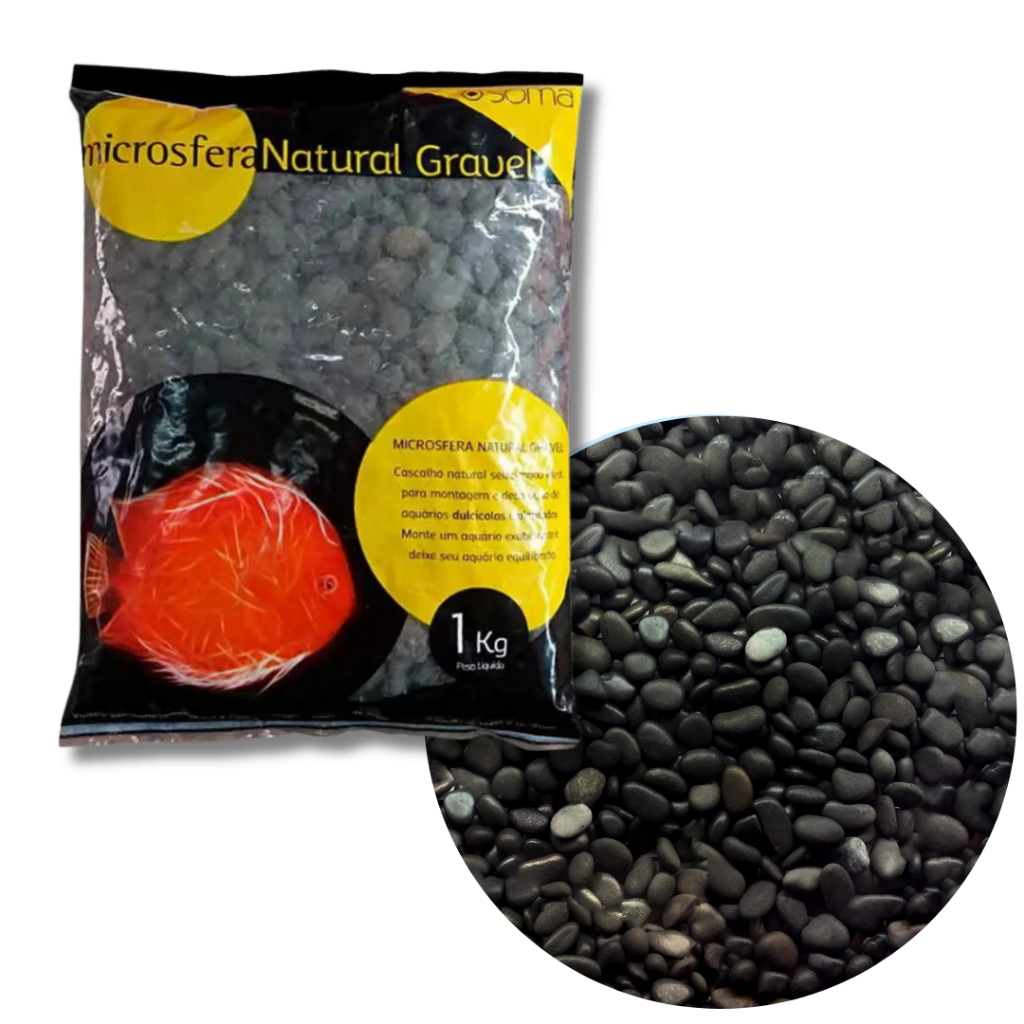 Substrato Soma Para Aquario Natural Pebble Black 6-9mm 5kg
