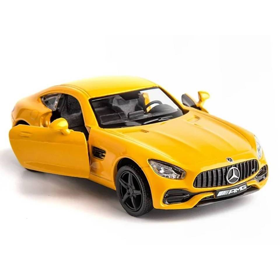 Miniatura Mercedes AMG GT S RMZ City 1/32 Metal e Fricção Amarelo