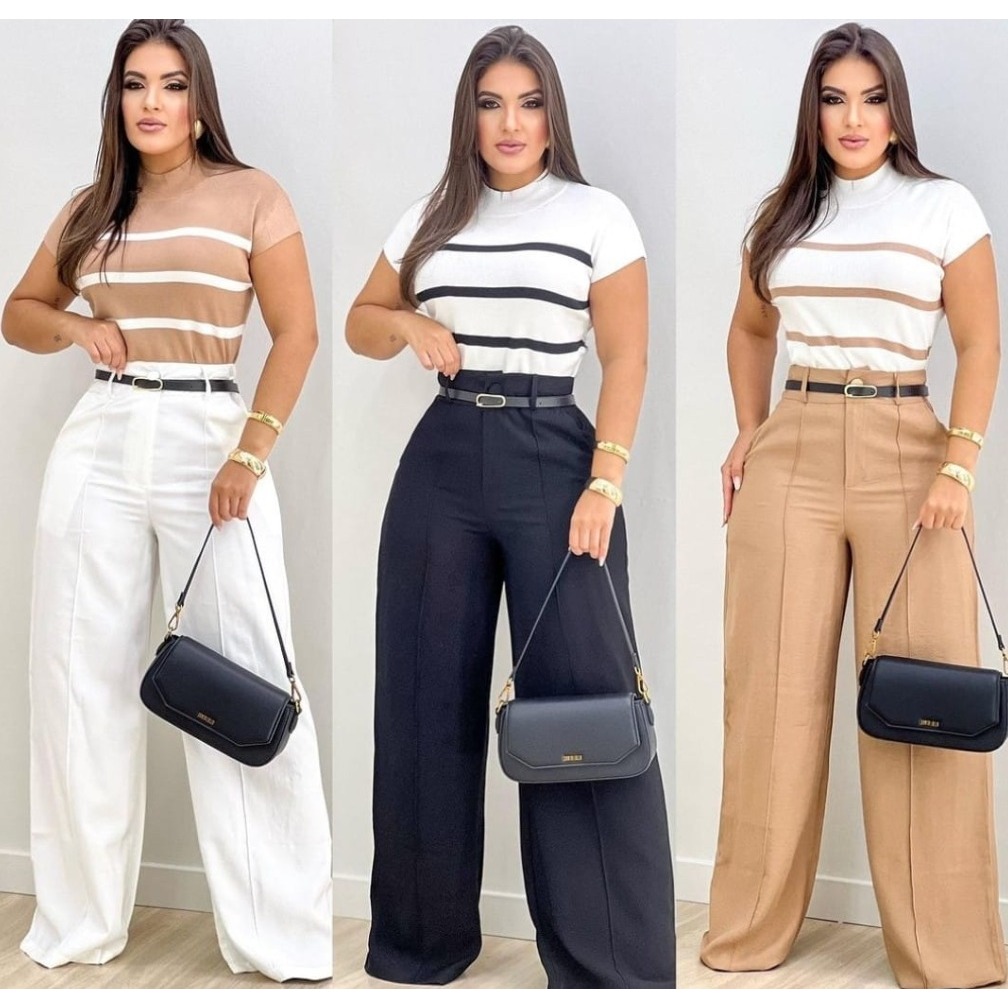 Calça Alfaiataria Look Feminino Blogueira com CINTO