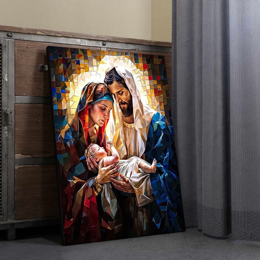 Quadros Decorativos Religioso Maria José Jesus Cristo Deus Catedral Tendência Exclusivo Peça Única Sala Quarto