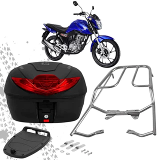 Bauleto Bau 35 Litros Com Bagageiro Churrasqueira Para Fan 160 e Start Todos os Anos e Titan 150