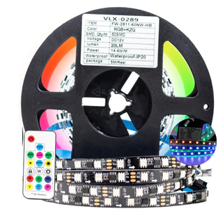 Fita LED 2811 5 metros 12v Endereçável 300 LEDs IP20 Luzes de Natal Decoração Sala Quarto Eventos + Controladora