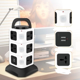 Tomada Elétrica Vertical Mesa 11 Saida 10A E 2 Usb 2500w Com batao Liga/Desliga T0129