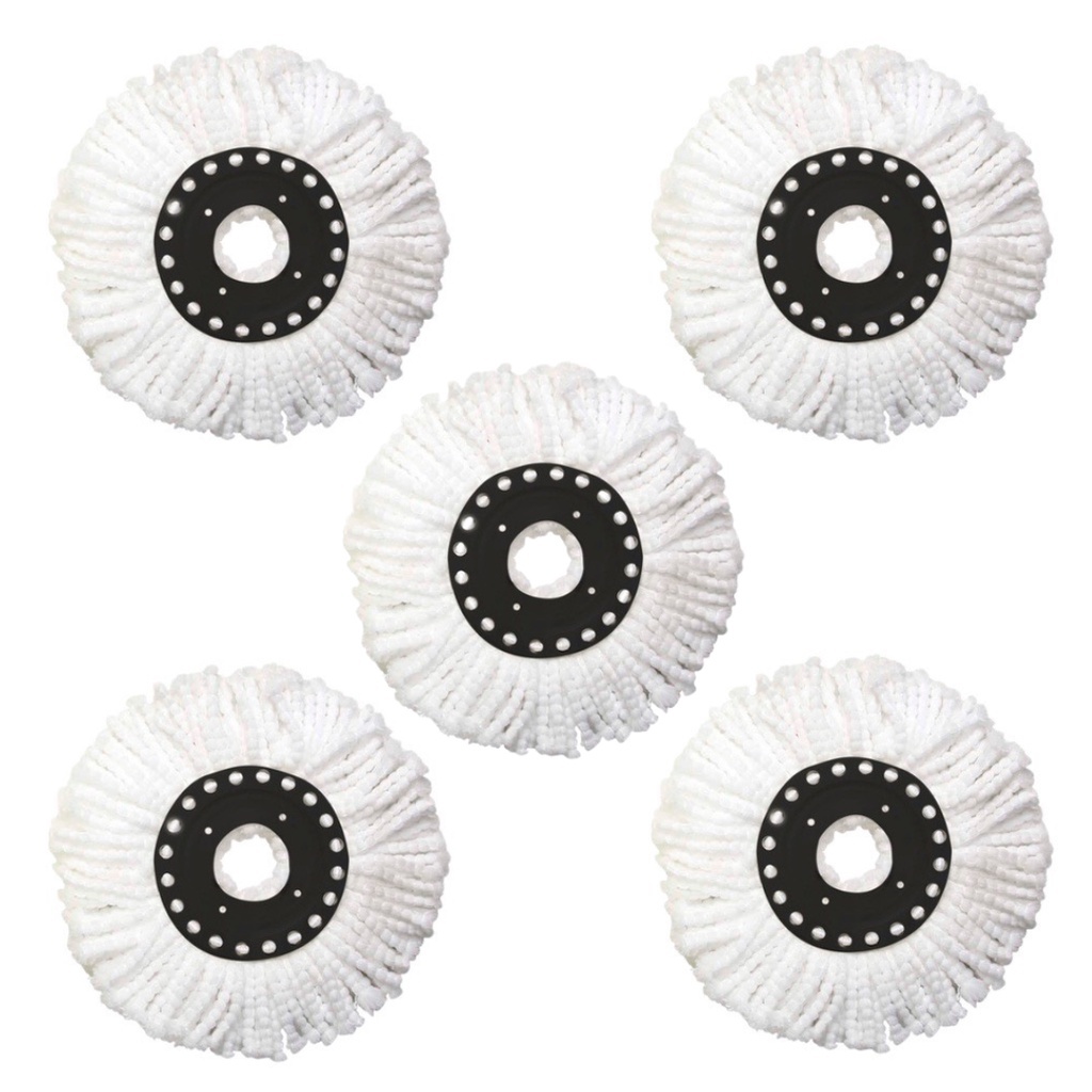 Refil Mop 360 KIT com 5 Para Esfregão Giratório Microfibra 13,6 cm MOP 8L