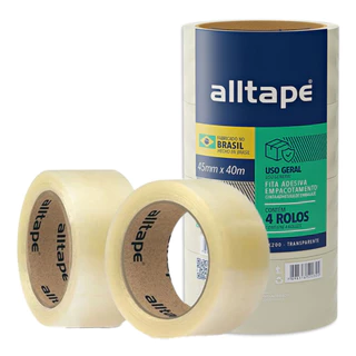 Kit 4 Rolos Fitas Adesiva Larga Transparente Para Empacotamento 40 Metros Alltape