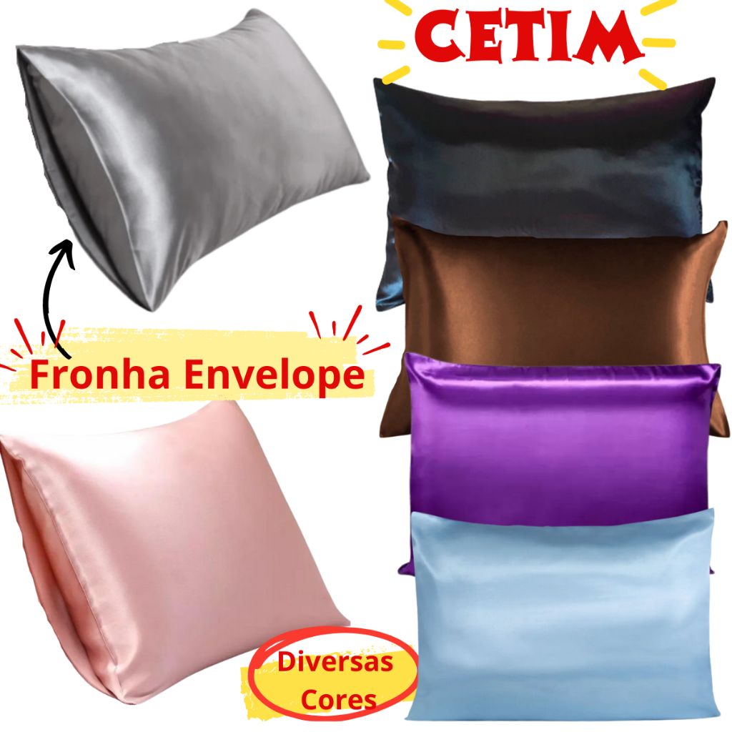 Fronha de Cetim Anti Frizz 1 UNIDADE avulsa varias cores 50x70 | Shopee ...
