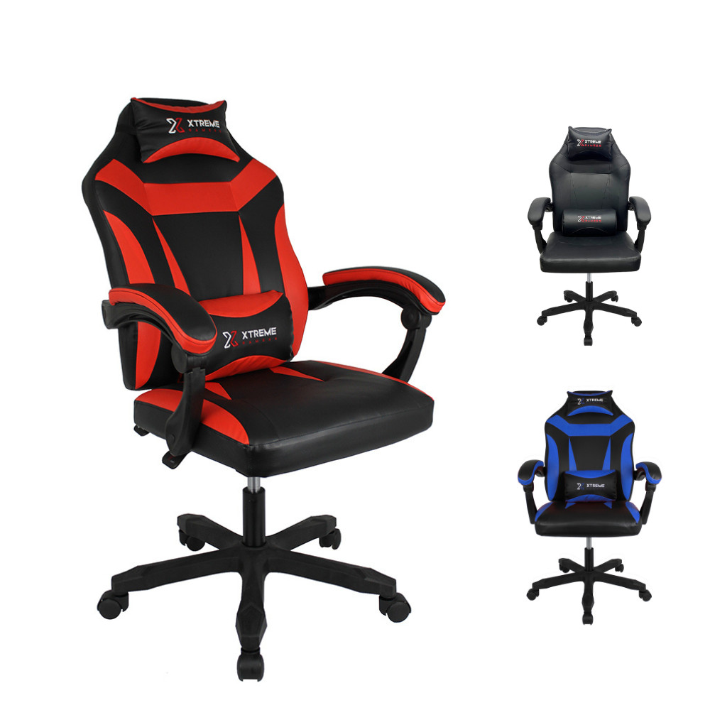 Cadeira Adulto XTreme Gamers Supra Reclinável Giratória 360º Base com Rodas Braços e Assento Acolchoados Almofadas de Pescoço e Lombar Pistão Classe 3 até 120kg