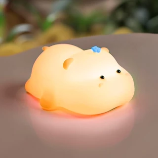 Luminária e Abajur de Hipopótamo com Luz Quente e RGB