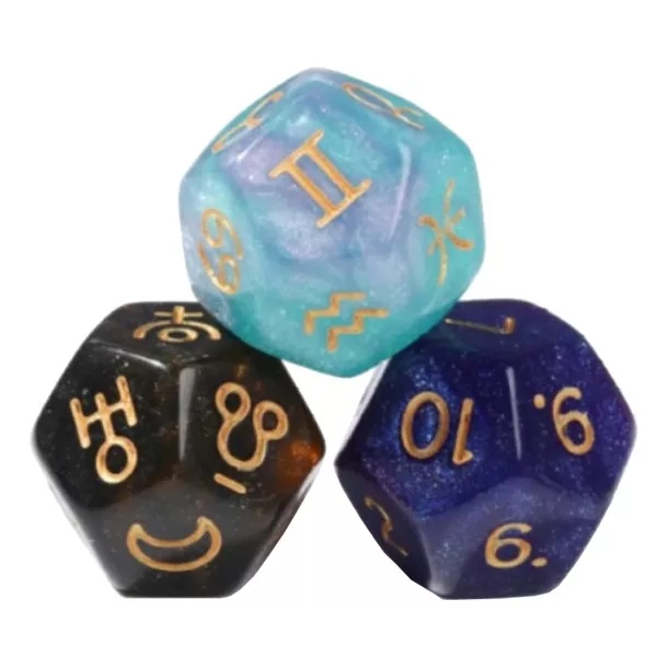Dados Astrológicos D12 de 12 Caras para Adivinación de Constelaciones, 2 cm, Dados de Juego de Mesa para Accesorios de Adivinación