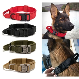 Coleira Tática Militar Ajustável Resistente Para Cachorro Com Alça Treinamento Pet Grande/Médio Porte LR-0239