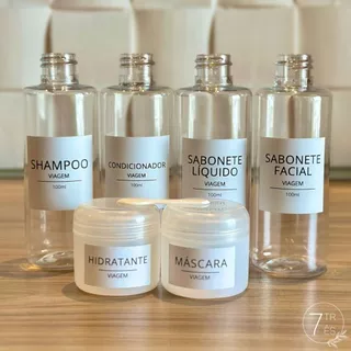 Kit viagem - frascos de 100ml para viagem + potinho 30ml em Oferta na Shopee