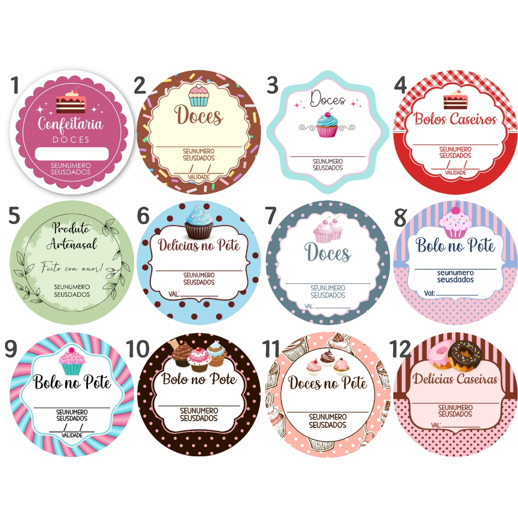 300 Adesivos Personalizados para Bolos e Doces 4x4cm | Shopee Brasil