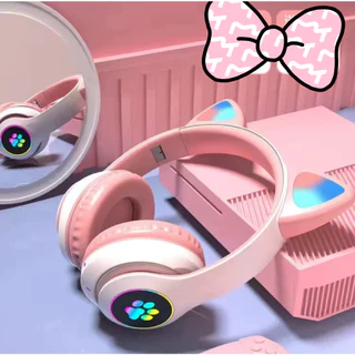 Fone Orelha De Gatinho Gato Headphone  Led Sem Fio Com Microfone em Oferta na Shopee