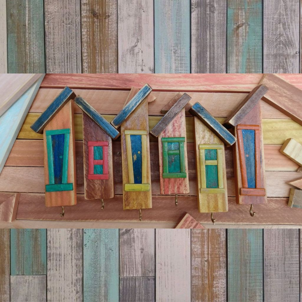 Porta Chaves Rustico Tema Casinha De Madeira Artesanal Aplique De Parede Decorativo