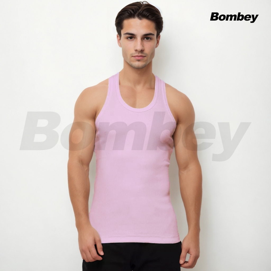 Regata Masculina Rosa Bebê Tank Modelo Americano Gringa Ribana Canelada ...