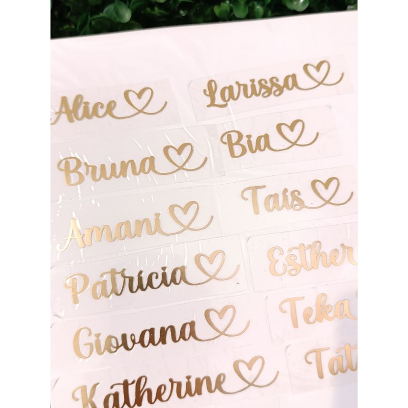 Nomes adesivos termocolantes dourado ou prata personalizado | Shopee Brasil