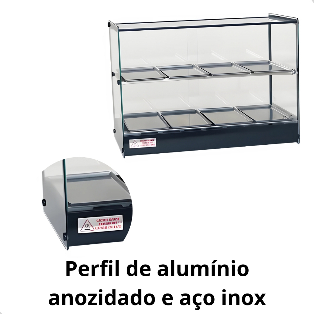 Estufa Vitrine Aquecedor Para Salgados Dupla 8 Bandejas 220v