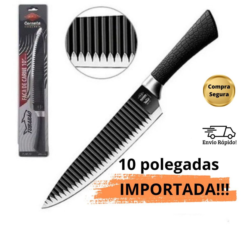 Faca Super Afiada Shark 10" Profissional para Peixe Carne Legumes ...