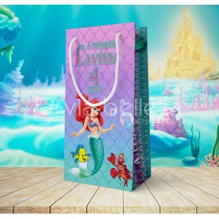 10 Sacolinhas Personalizadas Pequena Sereia Ariel .Aniversário lembrancinha