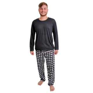 Pijama Longo Masculino Malha Inverno Homem Adulto em Oferta na Shopee