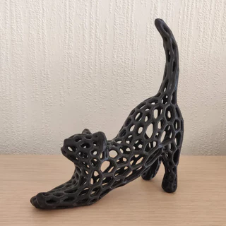 Escultura Decorativa Voronoi Gato Minimalista