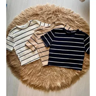 TSHIRT LISTRADA, OLD MONEY CROPPED