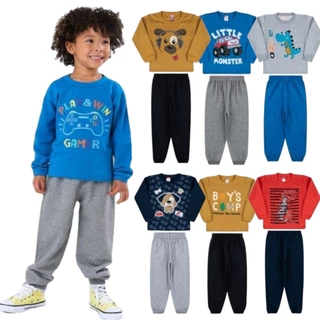 Lote 8 Peças Moletom Masculino Infantil Inverno Conjunto Menino 1 a 8