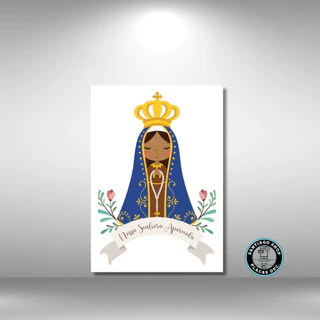 Quadro Decorativo Nossa Senhora Aparecida - Placa Decorativa Nossa Senhora Aparecida - Padroeira do Brasil - Santos Católicos