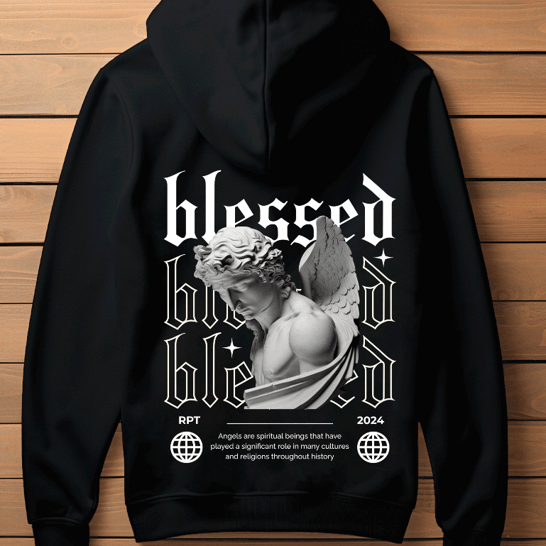 Blusão Masculino Respect Blessed Angel Moletom Canguru