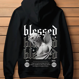 Blusão Masculino Respect Blessed Angel Moletom Canguru