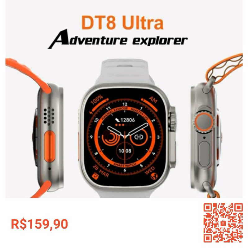 Smartwatch IWO PRO DT8 Ultra TWS Série 8 Relógio Inteligente 49mm 2.0 Polegadas Temperatura Corporal NFC GPS