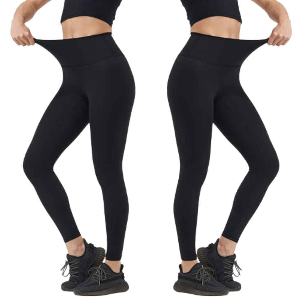 Kit 02 Calças Legging Suplex Feminina Lisa Academia Empina Bumbum Fitness Cintura Alta Zero Transparência