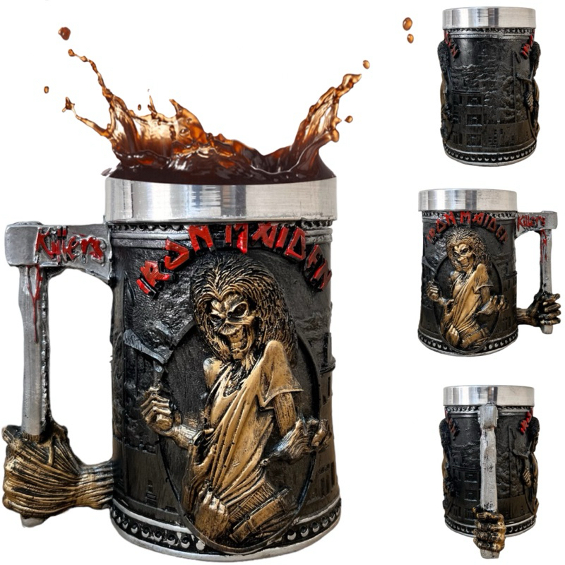 Caneca/Copo Iron Maiden Eddie Killers Chopeira Nórdica Medieval Viking Banda de Rock in Roll 500ml