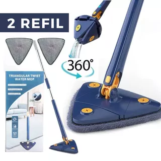 Esfregão Mop Triangulo Ajustável Giratório 360° Multiuso 2 Refil Rodo de Limpeza
