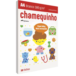 Papel Sulfite Opaline 180Gr Chamequinho Branco A4 210mmx297mm PC 50 Folhas