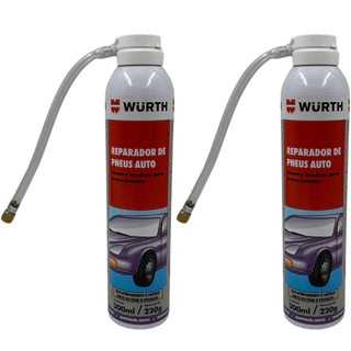 Reparador de Pneus Spray Profissional Wurth 300ml Kit Reparo Automotivo