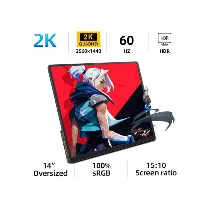 Monitor Portátil ZSUS 2K 14" Polegadas