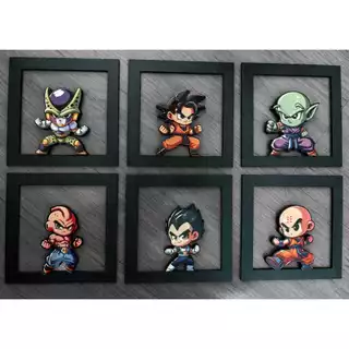 Kit 6 Quadros Decorativo Vazado Dragon Ball Z Goku