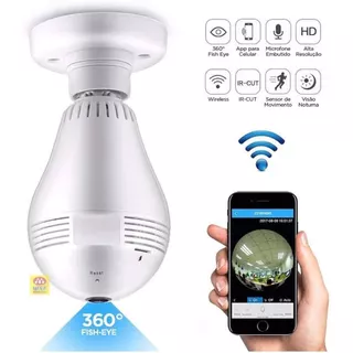 câmera com lâmpada wi-fi iP sem fio HD segurança monitoramento vr cam V380 - bivolt