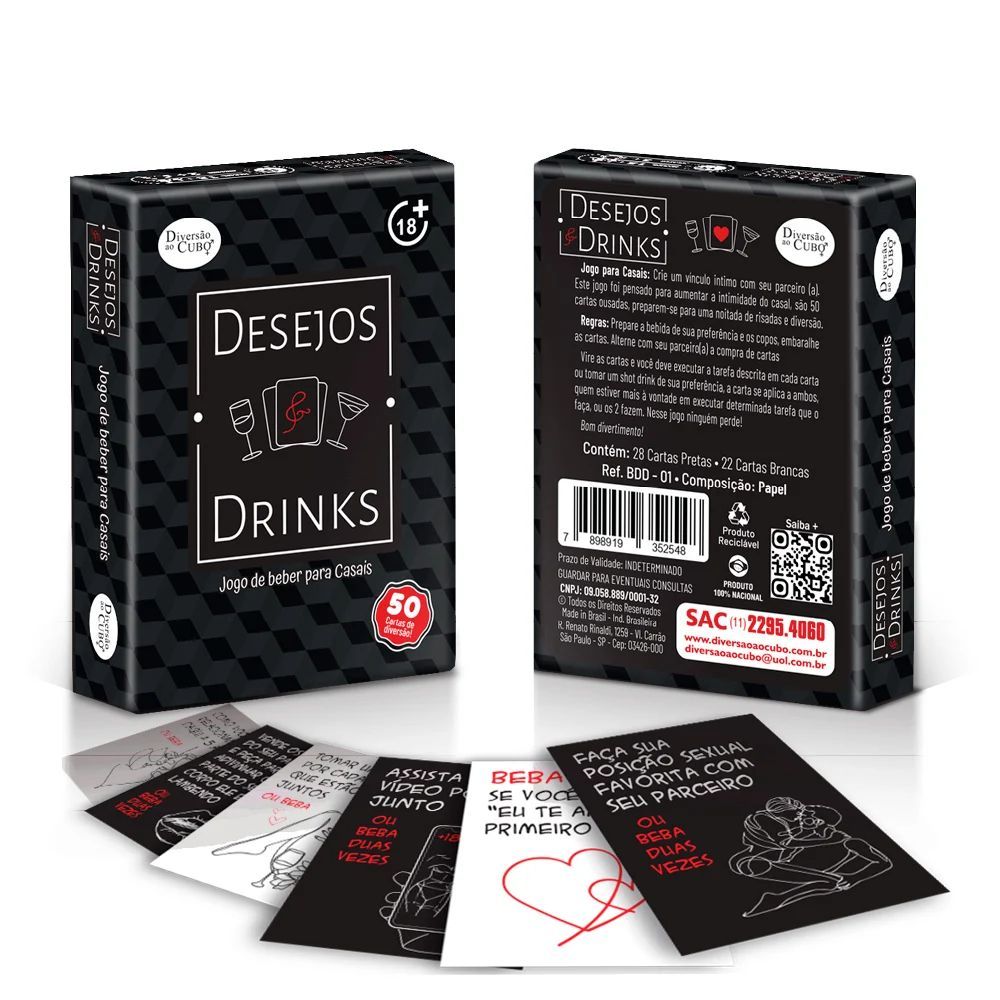 Jogo Erótico Desejos e Drinks Jogo de Cartas - Sex Shop