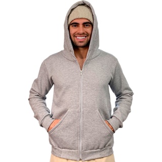 Moletom Ziper Masculino Estilo Jaqueta Casaco Aberto Com Capuz e Bolso Canguru
