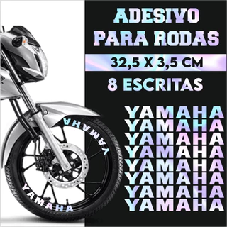 8 Adesivos Escrita Yamaha Diversas Cores Aro Moto Roda Decoração Boa Fixação Prova D'Água