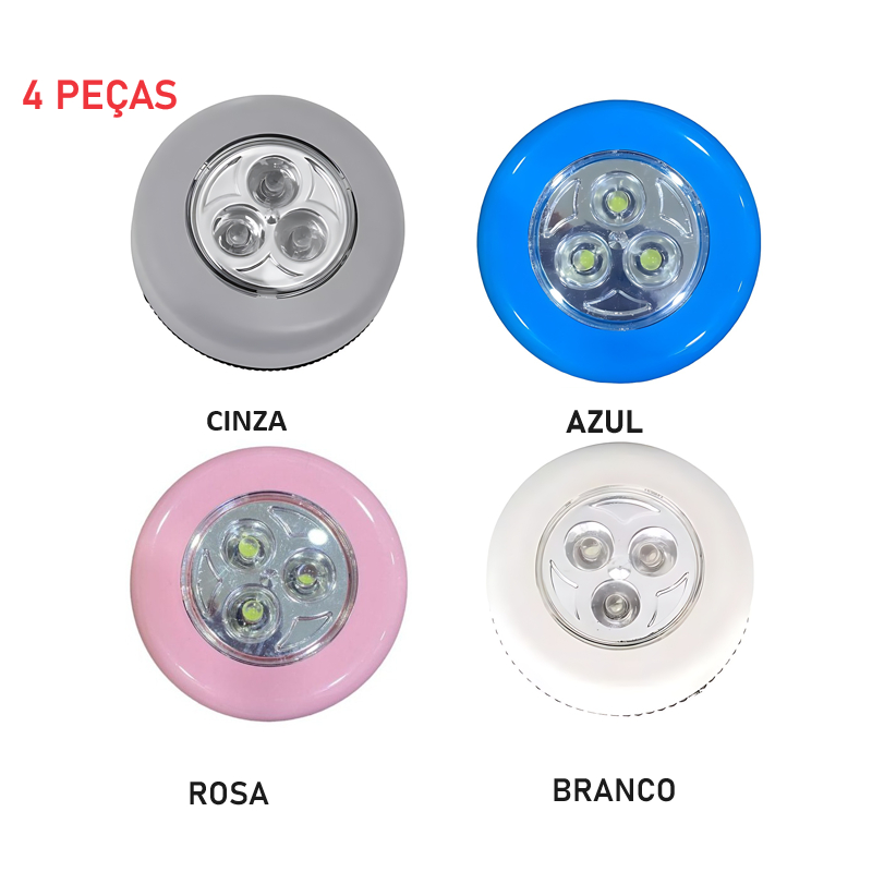 4 Pçs Mini luminária De Led Forte De Torque Sem Fio Spot 3 leds /Luz De Parede