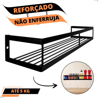 Suporte Porta Tempero Condimento Prateleira de Parede em Aço Até 5 Kg